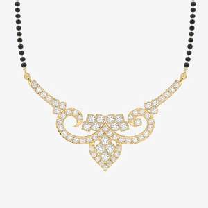 Women's Round Cut Moissanite Diamond <b>Necklace</b> 18K Gold Mangalsutra-Elegant and Luxurious Jewelry - Product Image 1