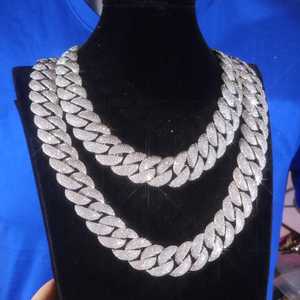 Collar de Cadena Cubana con Diamantes Moissanite Iced Out, Estilo Hip Hop, Plata 925, Joyería Fina, Tendencia de Moda para Fiestas, para Hombres - Product Image 6