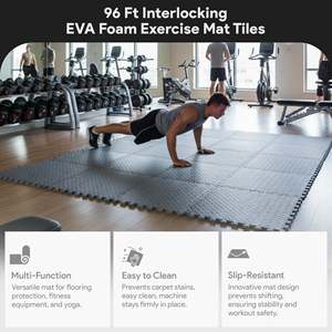 BalanceFrom 96 Sq Ft High-Density Anti-Static <b>Interlocking</b> EVA Foam Exercise Mat <b>Tiles</b> Customizable Size for Gym <b>Floor</b> Mat Gray - Product Image 4