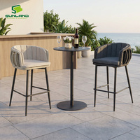 Tabouret de bar d'extérieur Havana avec dossier et coussin de siège, résistant aux intempéries, chaise haute pour jardin, balcon, hôtel, restaurant