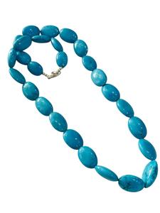 Collar de cuentas de piedra de forma ovalada lisa de 78,88 gramos azul turquesa listo para enviar - Product Image 3