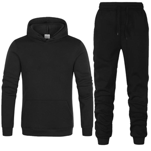 Conjunto de 2 piezas de deportes informales de talla grande para hombre de otoño, pantalones con capucha y estampado sólido, 100% de algodón, secado rápido, transpirable, personalizable a diario - Product Image 6