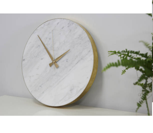 Reloj de mármol Natural de estilo europeo de lujo para Hotel, reloj de pared de diseño Art Deco para sala de estar, pantalla de aguja de cuarzo de estilo Simple - Product Image 4
