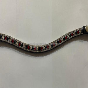 Correa de cuero con forma de onda para cejas, accesorio hecho a mano con 3 filas decorativas, cristales multicolor, mega banda ostentosa, 2023 - Product Image 5