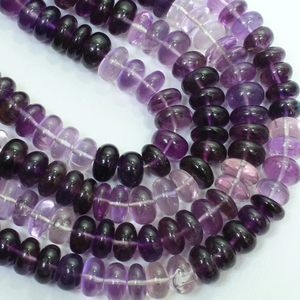 ลูกปัดพลอยอเมทิสต์ธรรมชาติทรงรอนเดลล์เรียบ สีไล่ระดับ ขนาด 9-13 มม. คุณภาพ AAA ดีเยี่ยม หายาก สำหรับทำเครื่องประดับ - Product Image 2