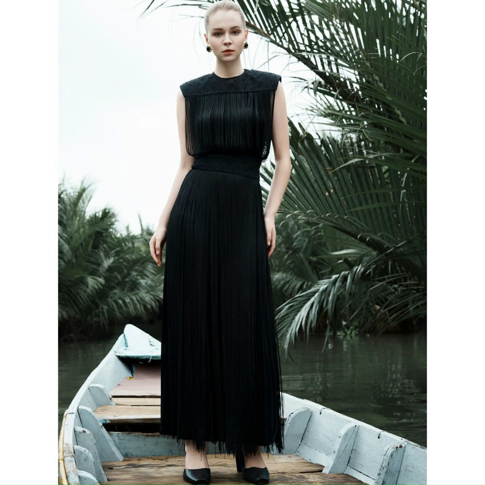 Elegant Long Fringe Dress With Beaded Details For Women Ivy Midi Dress Rustic Lattice Fabric Fashionable| Alibaba.com Elegant Long Fringe Dress With Beaded Details For Women Ivy Midi Dress Rustic Lattice Fabric Fashionable| Alibaba.com