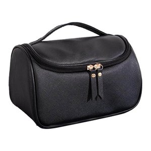 Portable <b>Cosmetic</b> <b>Bag</b> <b>Large</b> <b>Capacity</b> Handheld Makeup <b>Bag</b> <b>Travel</b> Custom High Quality Leather Two-way Zipper - Product Image 5