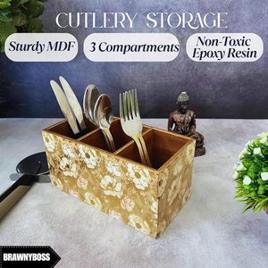 ที่ใส่ช้อนส้อมไม้พิมพ์ลาย ราคาประหยัด ที่เก็บของทนทานสำหรับอุปกรณ์ครัวทุกวัน โดย AALIYAN IMPEX - Product Image 2