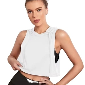Débardeurs sans manches à capuche pour femmes Workout Bodybuilding Muscle Sleeveless Hooded Tank Tops Cropped Women Sleeveless Hoodie Deep Sides - Product Image 1
