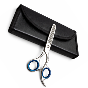 Ciseaux professionnels pour la coupe et l'éclaircissement des cheveux, ciseaux de barbier en acier inoxydable, outil de coiffure, lames aiguisées, poignée à anneau bleu - Product Image 1