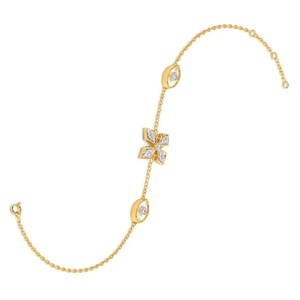 Bracelet en or véritable 14K avec diamants cultivés en laboratoire Bracelet délicat en or blanc Bracelet cadeau réglable pour femme - Product Image 4