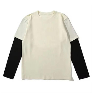 T-shirt en coton vintage à double couche, délavé à l'acide, respirant, écologique, pour homme, logo personnalisable sur le devant, grande taille, manches longues - Product Image 6