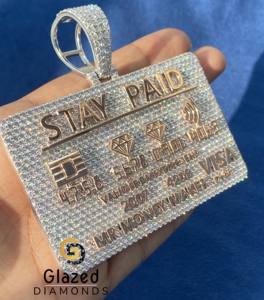 Colgante de Plata Sólida 925 para Hombre, con Diseño de Tarjeta ATM y Diamantes de Moissanita, Bicolor, Estilo Hip Hop, con Letra Personalizada - Product Image 5