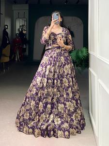 Occasional Wear Tussar Silk With Floral Print <b>Lehenga</b> Choli <b>Woman</b> Fashion Manufacturer From Surat At Lowest Rate - Product Image 5