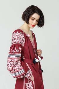 Elegant Beautiful Ukrainian Style Midi <b>Dress</b> <b>Red</b> <b>Black</b> Embroidered Casual Party <b>Wedding</b> Sexy Plus Size Natural Washable Fashion - Product Image 6