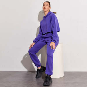 Ensemble deux pièces personnalisé pour femmes survêtements de sport à motif solide et joggeurs pour l'hiver tenue parfaite pour les activités de plein air - Product Image 5