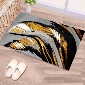 Tapis imprimé moderne gris, motif marbré japonais, décoration de couloir de luxe, avec tapis à poils doux - Product Image 5