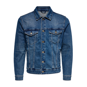 Veste en jean pour homme Veste en jean slim décontractée à manches longues Manteau avec poches multiples Vestes bleues classiques à la mode - Product Image 2