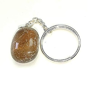 Porte-clés en pierre naturelle, quartz fumé brut, enveloppe de guérison, pierre précieuse dorée, cristal, vente en gros - Product Image 4