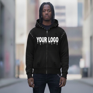 Sudadera con Capucha de Invierno para Hombre, Estilo Urbano, con Cierre Completo, Lavado Ácido, Algodón Grueso de Alta Calidad OEM, Fabricante Personalizado - Product Image 1