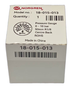 Manomètre de haute qualité 18-015-013, diamètre 50 mm, 0-10 bars, raccord central arrière R1/8 - Product Image 6