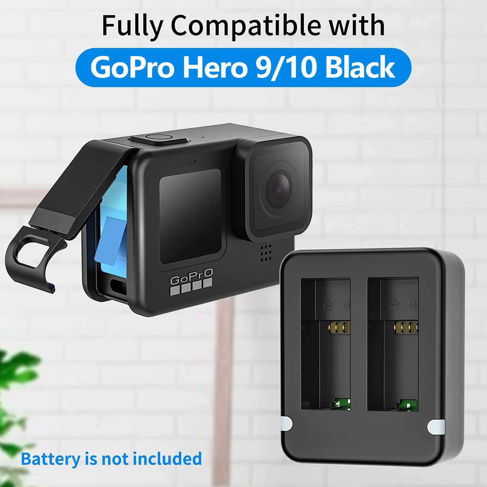 HONGDAK Dual Battery Charger for GoPro Hero 9/10/11 Black Battery Charger Station with Micro USB Cable