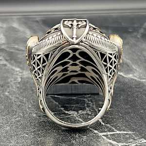 Anillo de Plata de Ley 925 Hecho a Mano Estilo Otomano Vintage para Hombre con Gran Diamante Blanco, Joyería Hip Hop de Gi - Product Image 6