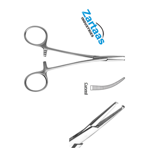 คีมจับเส้นเลือดแบบโค้ง Halsted-Mosquito คุณภาพสูง ผลิตจากสแตนเลส ฟัน 1x2 ขนาด 12.5 ซม. ผลิตโดยผู้ผลิตเครื่องมือผ่าตัด - Product Image 2