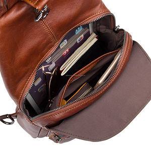 Unisex Leather Office Backpack Customized Logo Waterproof Laptop Sleeves Casual Travel Factory Supply - Product Image 4