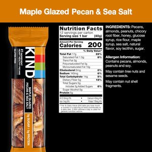 KIND Nut <b>Bars</b>, Maple Glazed Pecan & Sea Salt, Healthy <b>Snacks</b>, Gluten Free, Low Sugar, 5g Protein, 12 Count - Product Image 6