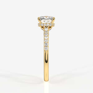 Anillo de Diamante Cultivado en Laboratorio con Corte Cojín y Halo Oculto en Oro de 14k - Anillos de Diamantes Elegantes - Product Image 3