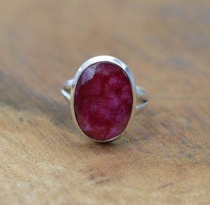 Red Ruby Ring 925 Sterling Silver Faceted Gemstone Handmade Jewelry Women Elegant Fashion Gift - Product Image 1