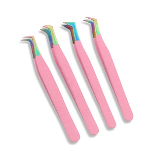 Nouveau professionnel pince à épiler en gros couleur rose clair haute précision Extension de cils Volume pince à épiler pas cher prix - Product Image 2