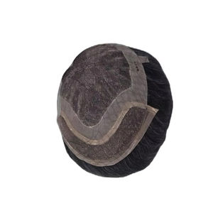 Perruque en cheveux humains à dentelle frontale mono, cheveux chinois vierges Remy, patchs de cheveux, lisses crépus, vague profonde, 1b+gris - Product Image 3