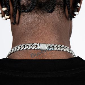 14K oro blanco 925 Plata fina Moissanite joyería 12mm estilo Hiphop Iced Cuban Link cadena collar 12mm Moissanite Cuban Link - Product Image 3