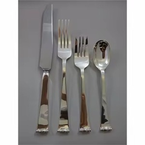 Service de table en acier inoxydable, vaisselle de restaurant haut de gamme et de mariage, vaisselle moderne à poignée torsadée - Product Image 6