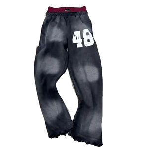 Personalizado 100% algodón Distress ácido lavado pantalones de chándal hombres de alta calidad Joggers Sun Faded Casual pantalones de chándal de pierna ancha para hombres - Product Image 3