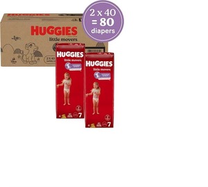 Huggies Little movers Size 7ผ้าอ้อมเด็ก | 80นับ (2x40) สำหรับเด็กทารก41 + ปอนด์พิมพ์ฝ้ายป้องกันการรั่วไหลนุ่มและสบาย - Product Image 1