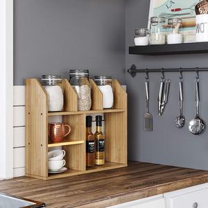 Modern <b>Mini</b> Bamboo Wood Standing <b>Desk</b> Bookshelf 45x12x55cm Office Organizer for Desktop & Living Room - Product Image 5