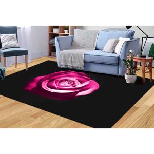 Tapis Rose Rose : Décoration de salon botanique noire, Tapis imprimé, Tapis en chenille - Product Image 1