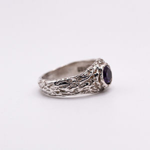 Anillo de Rama de Amatista Tallada en Cera, Plata de Ley 925 Hecha a Mano, Minimalista, Orgánico, Unisex, Anillo de Bodas, Plata Turca, Hecho en Turquía - Product Image 5