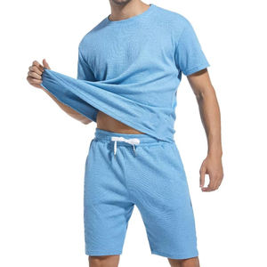 Dernier modèle de survêtement d'été en gros Tenue décontractée et confortable Survêtement d'été 100% coton à demi-manches pour hommes - Product Image 3