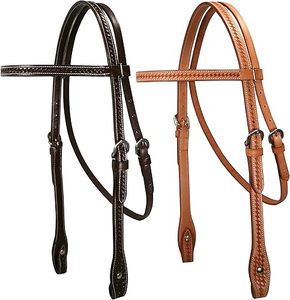 Bridon sans mors en cuir pour cheval, style western, avec rênes - Product Image 3