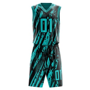 Tenues de basketball certifiées BSCI 100% polyester, respirantes, antibactériennes, ensemble de vêtements de sport, nom d'équipe personnalisé, unisexe adulte - Product Image 1