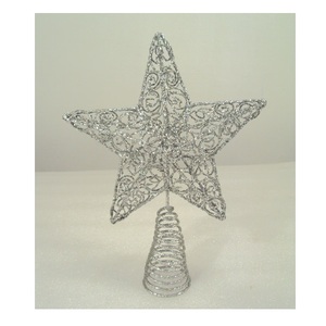 Silver Glitter Metal Wire Star <b>Christmas</b> <b>Tree</b> Topper For <b>Table</b> Top X mas Decoration - Product Image 4