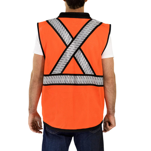 Gilet réfléchissant jaune vif de qualité supérieure pour le travail industriel et en extérieur, gilet de travail réfléchissant avec fermeture éclair sur le devant - Product Image 6