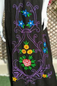 Vacances femmes grande taille bohème longue Maxi robe Vintage broderie florale Style doux tissé parole longueur 100% coton solide - Product Image 6