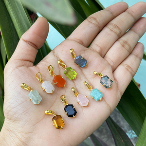 จี้พลอยมูนสโตนสีรุ้งทรงหกเหลี่ยมตัดด้วยเงินสเตอร์ลิงจิวเวอร์มีลสีฟ้าทองเวอร์มีล - Product Image 4