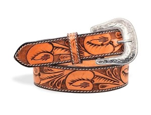 Cinturón occidental de cuero único de alta calidad para hombre, herramientas talladas a mano con estampado Floral marrón, duradero con hebilla de aleación de plata antigua - Product Image 2