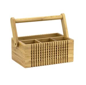 Utensilio de madera de Acacia con logotipo personalizado grabado, Caddy, compartimiento múltiple, almacenamiento de cubiertos - Product Image 1